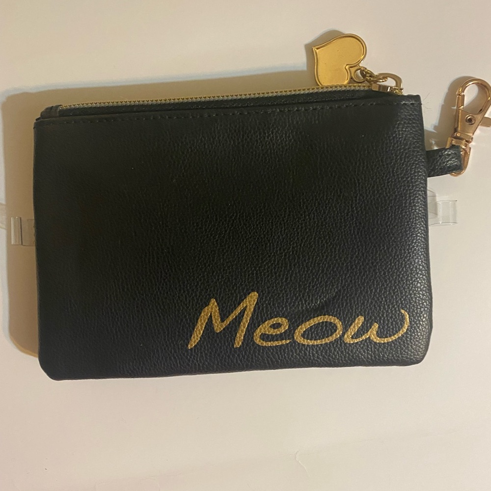 Meow Cosmetics Black Cat Bag White Stitched Whiskers Polka-dot inside Zip-top